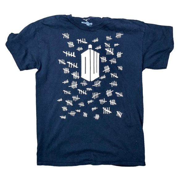 Doctor Who tee navy white DW tardis logo tally marks The Silence Episode M - Picture 1 of 5